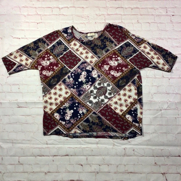 Bobbie Brooks Colorful Super Soft Short Sleeve Crew Neck Top - Size 2X - Picture 1 of 5